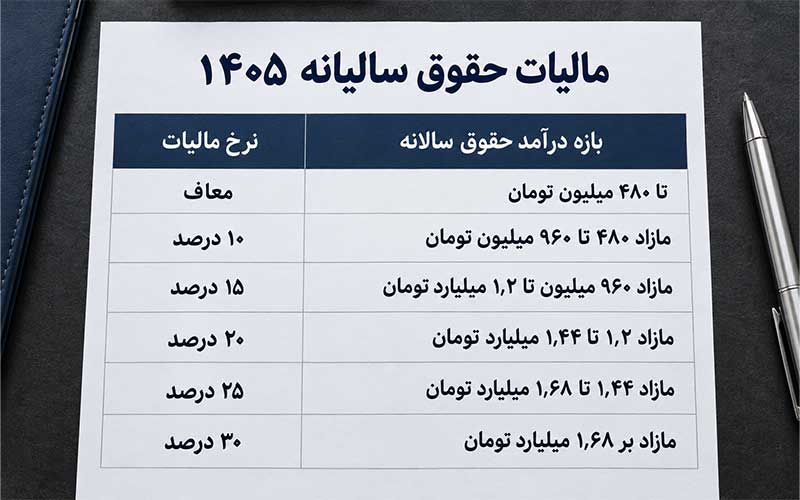 مالیات حقوق چیست؟ 1 مالیات حقوق سالانه 1405